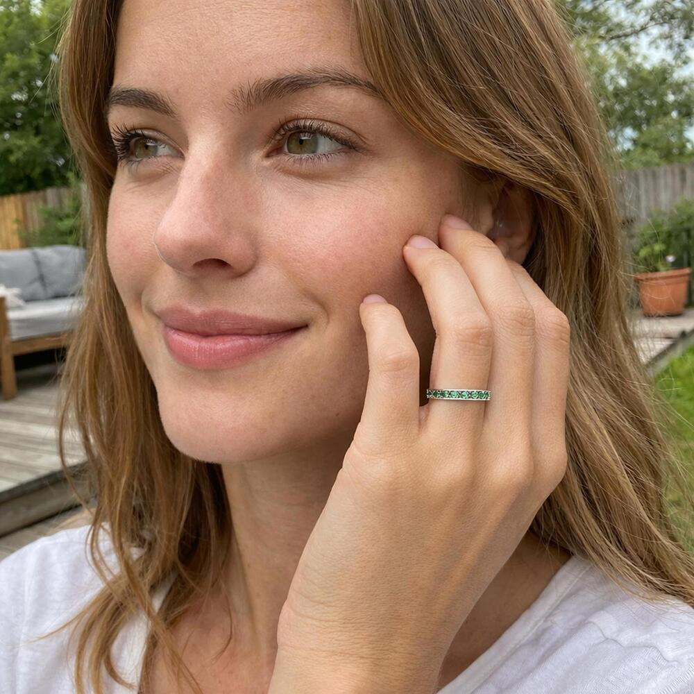 Swarovski Crystal Birthstone‎ Eternity Ring in Sterling Silver - Size 7